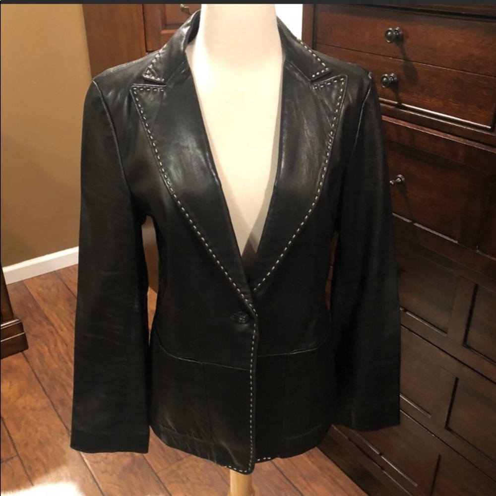 Banana Republic Black Leather Blazer-Size 6